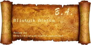 Blistyik Aletta névjegykártya